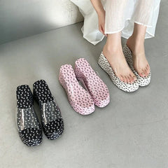 Platform Wedge Slides Clear Transparent Strap Open Toe Slip on Mules Casual Thick Sole Slippers Sandals