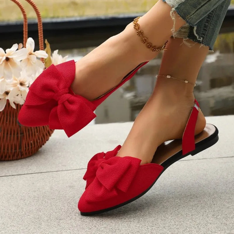 Sandals Slip-on Light Comfortable Flat Shoes Butterfly-knot Closed Toe Sandals Plus Size Shoes Women