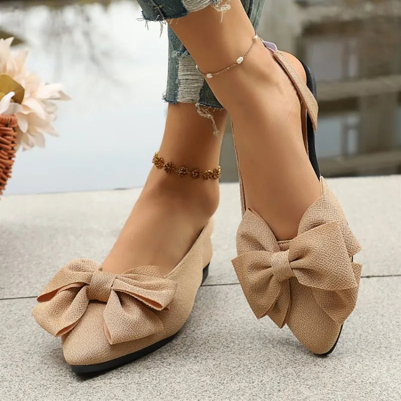 Sandals Slip-on Light Comfortable Flat Shoes Butterfly-knot Closed Toe Sandals Plus Size Shoes Women