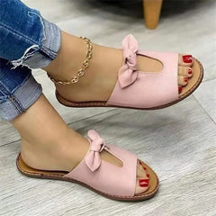 Slippers Shoes Cute Butterfly-Knot Flats Casual Sandals Solid Color Beach Sandals Zapatillas Mujer Chaussure Femme