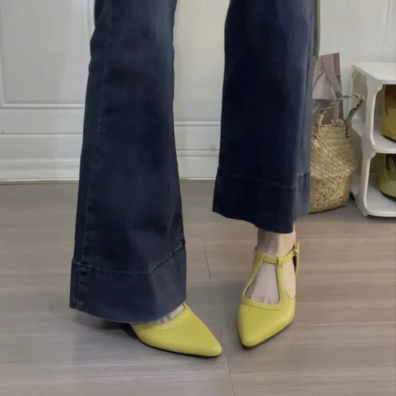 pointed-toe sandals  Leather shoes with comfortable elegant heels  Available in strap style