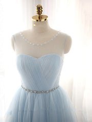Cute Light Blue Homecoming Dress With Belt