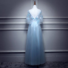 Vestido de fiesta largo con flores azul claro 