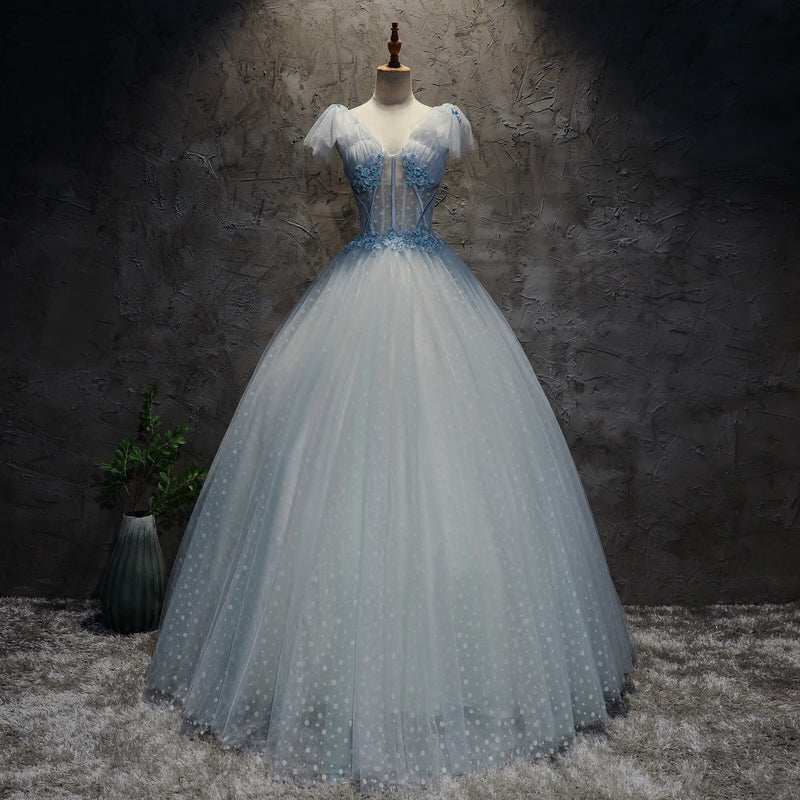Light Blue Tulle Long Party Dress Formal Dress