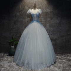 Light Blue Tulle Long Party Dress Formal Dress
