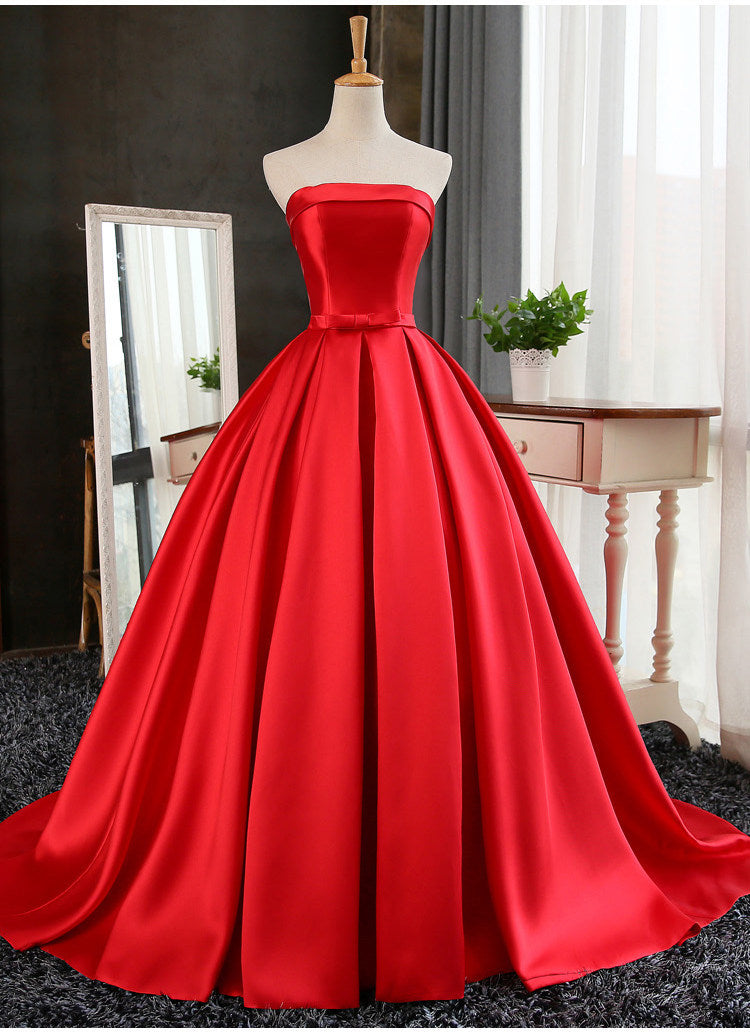 Beautiful Satin Scoop Floor Length Ball Prom Dress