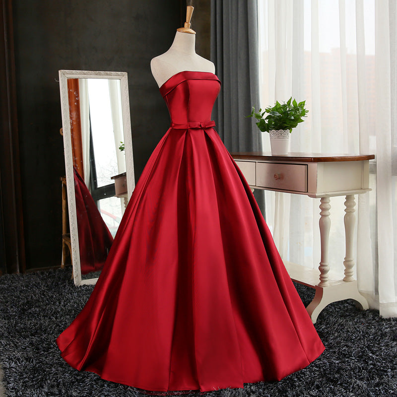 Beautiful Satin Scoop Floor Length Ball Prom Dress