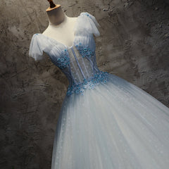 Light Blue Tulle Long Party Dress Formal Dress