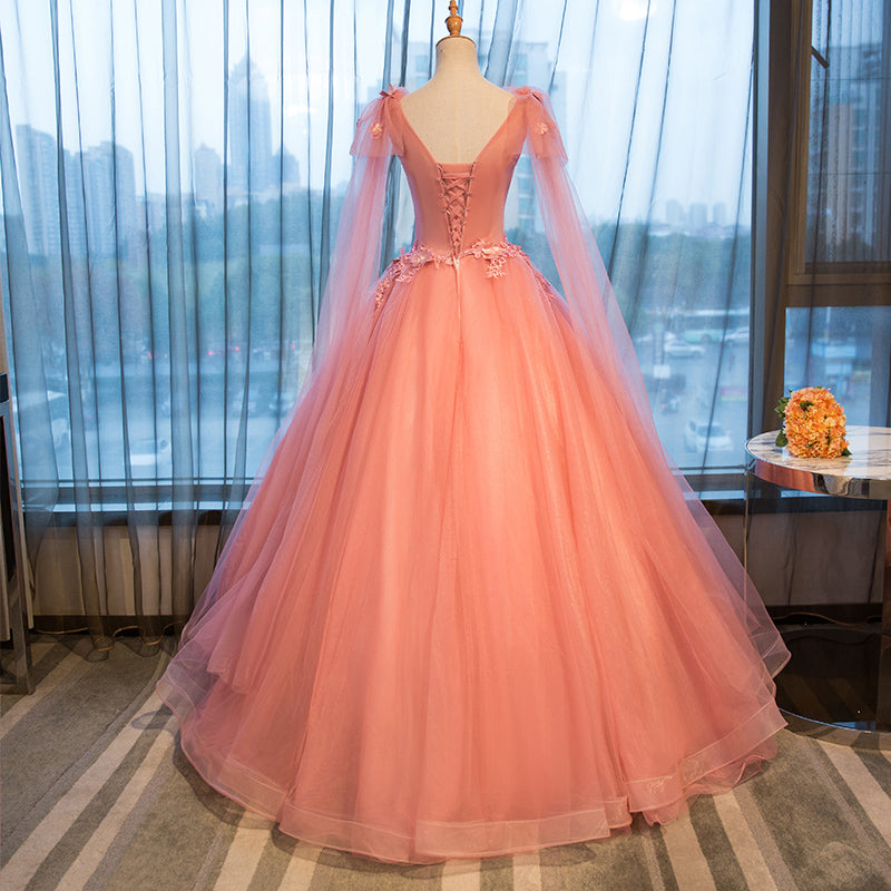 Pink Sweet 16 Formal Tull Gown with Lace