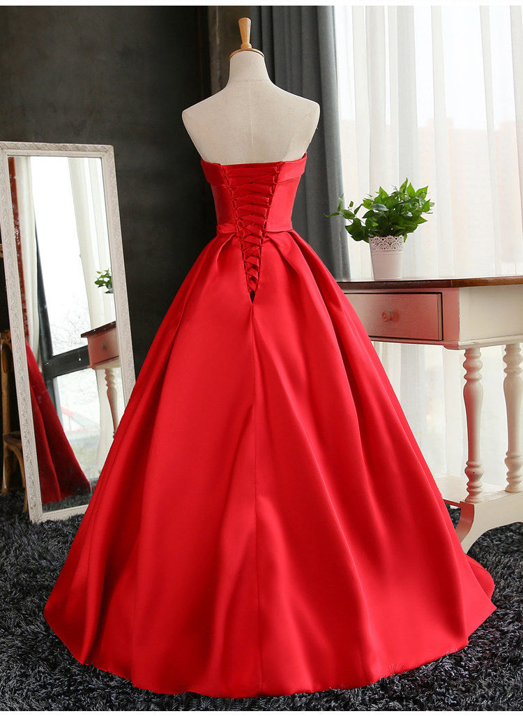 Beautiful Satin Scoop Floor Length Ball Prom Dress