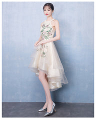 Ivory High Low Halter Tulle Layers Homecoming Dress