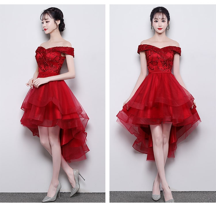 Vestido de fiesta de moda de corte alto y bajo 
