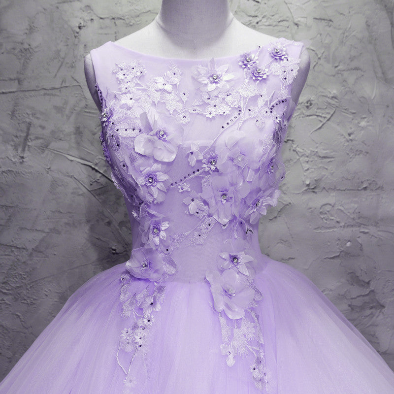 Vestido de fiesta de tul lavanda con flores para quinceañeras 