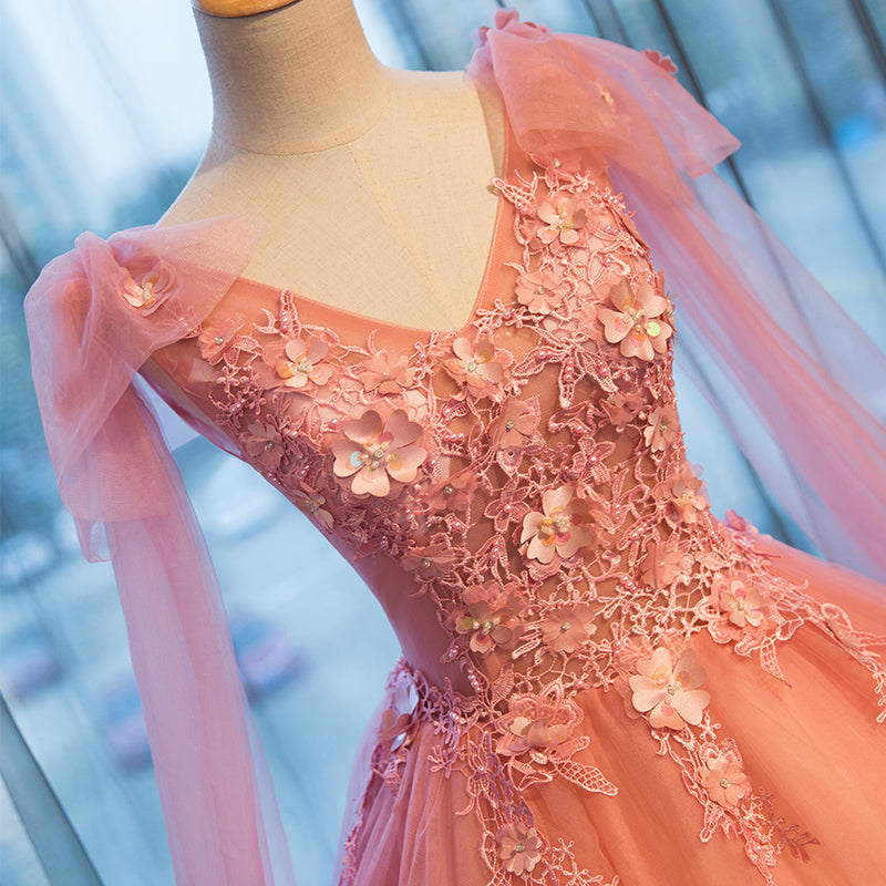 Pink Sweet 16 Formal Tull Gown with Lace
