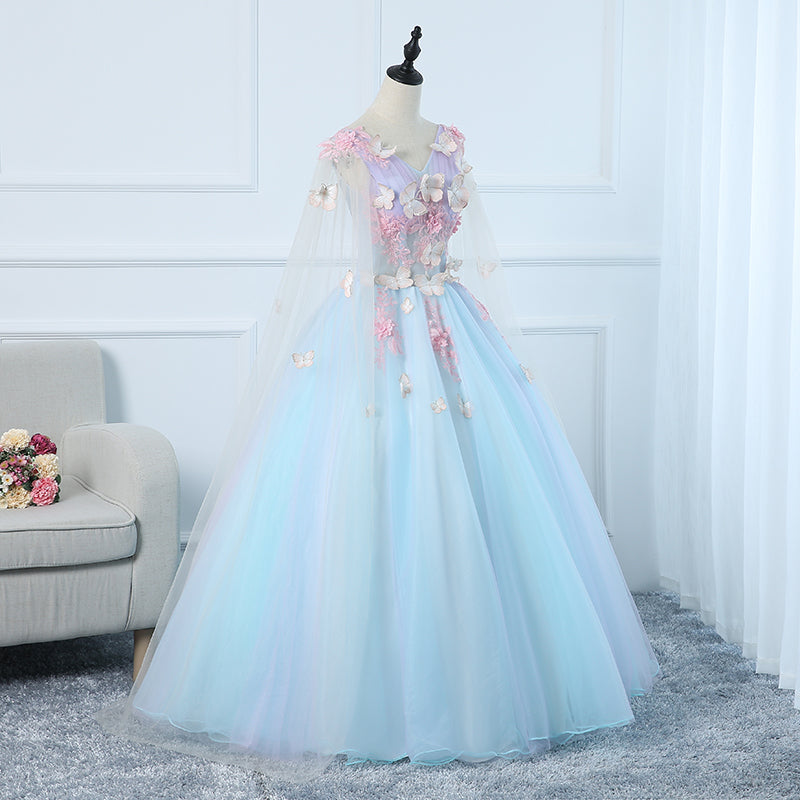 Lovely Light Blue Tulle PLong Formal Gown Party Dress