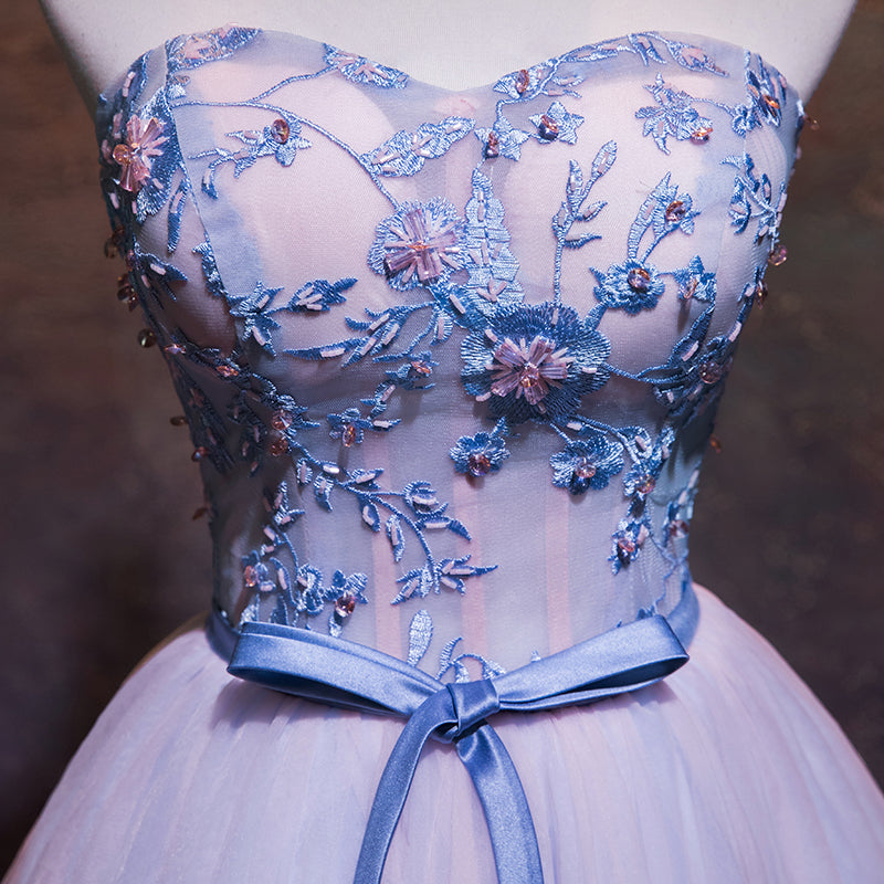 Lindo vestido de fiesta rosa y azul 