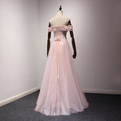 Pink Off Shoulder Handmade Formal Dresses