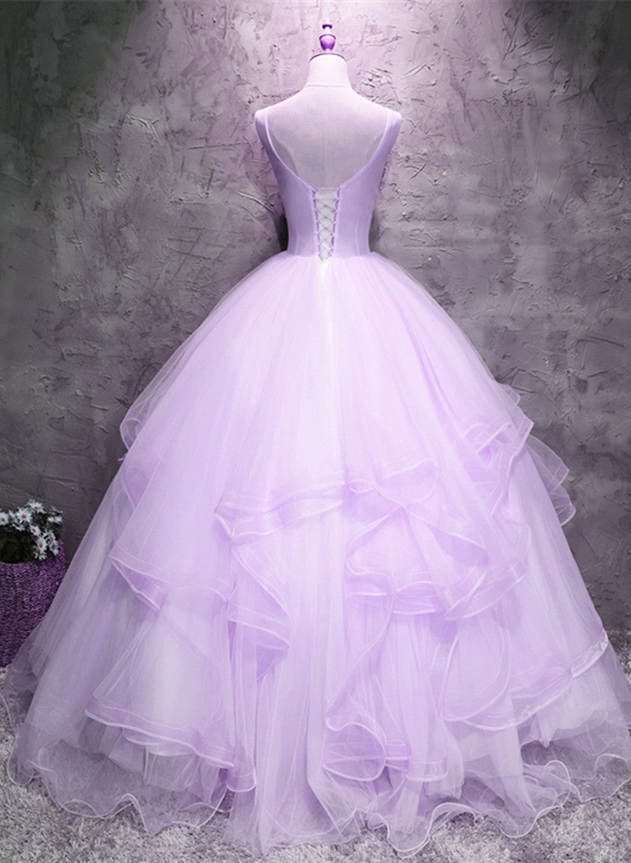 Vestido de fiesta de tul lavanda con flores para quinceañeras 