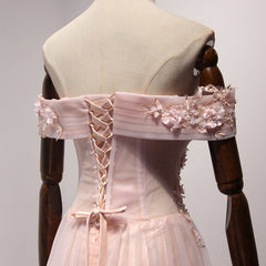 Pink Off Shoulder Handmade Formal Dresses