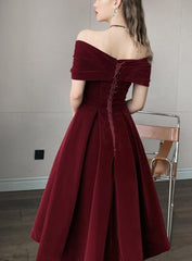 Charming Wine Red Velvet Sweetheart Bridesmaid Dress