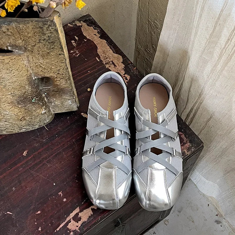 Trendy Best - Selling Silver Strappy Sneakers