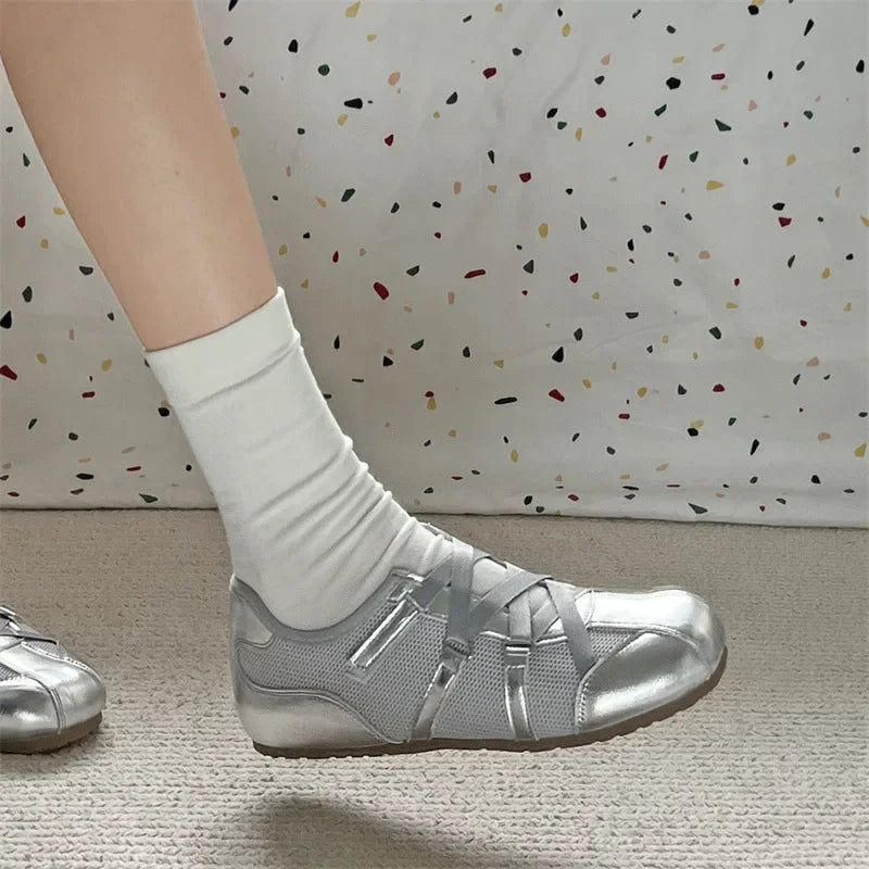Trendy Best - Selling Silver Strappy Sneakers