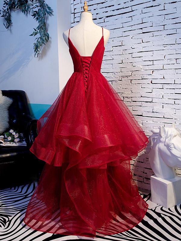 Pretty Navy Blue Tulle Layers Straps Long Party Dress