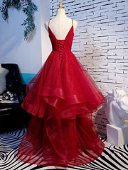 Pretty Navy Blue Tulle Layers Straps Long Party Dress