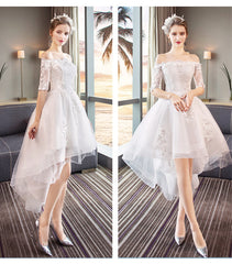 White Off Shoulder High Low Tulle Party Dress