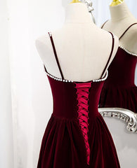 Wine Red Velvet Short Simple Wedding Party Dress