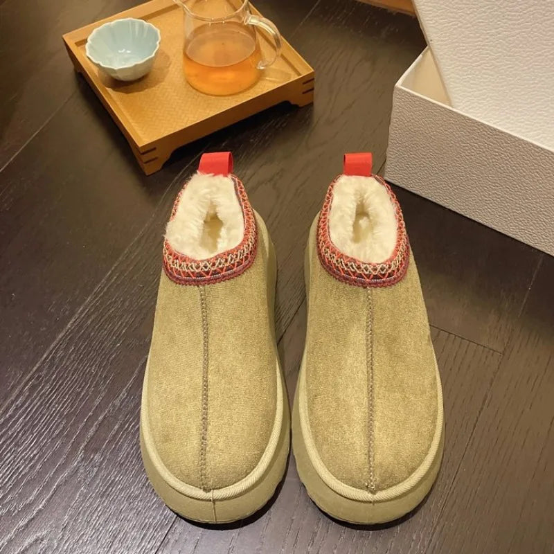 Warm Boots Platform Snow Boots Thick-soled Sheepskin Boots Real Sheepskin Wool Warmer Heightening Shoes
