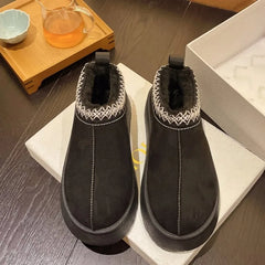 Warm Boots Platform Snow Boots Thick-soled Sheepskin Boots Real Sheepskin Wool Warmer Heightening Shoes
