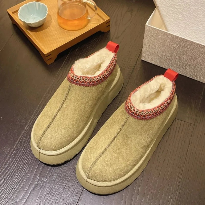 Warm Boots Platform Snow Boots Thick-soled Sheepskin Boots Real Sheepskin Wool Warmer Heightening Shoes