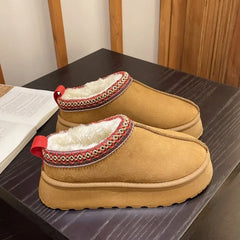 Warm Boots Platform Snow Boots Thick-soled Sheepskin Boots Real Sheepskin Wool Warmer Heightening Shoes