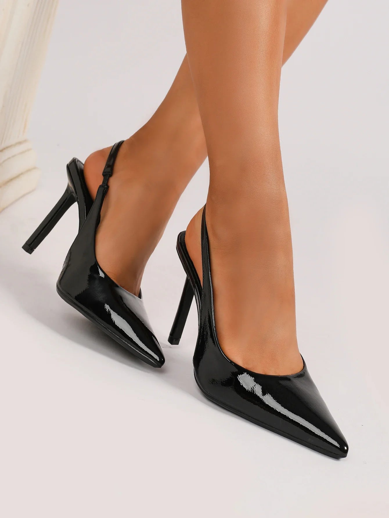 Woman's Elegant Patent Leather Pointed-Toe Stilettos