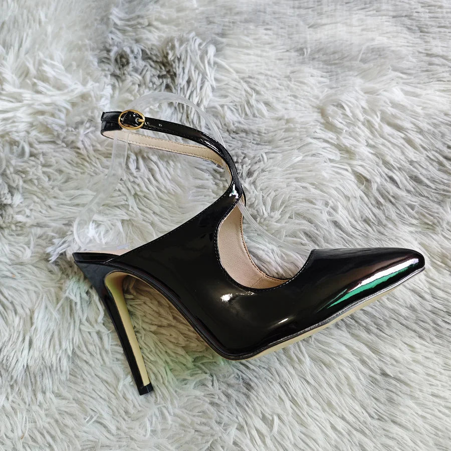 Ankle Strap Sandals Stilettos Sexy Hollow Pumps 11cm Pointed Toe High Heels Nighclub Party Dress Wedding Jazz Dance Shoes