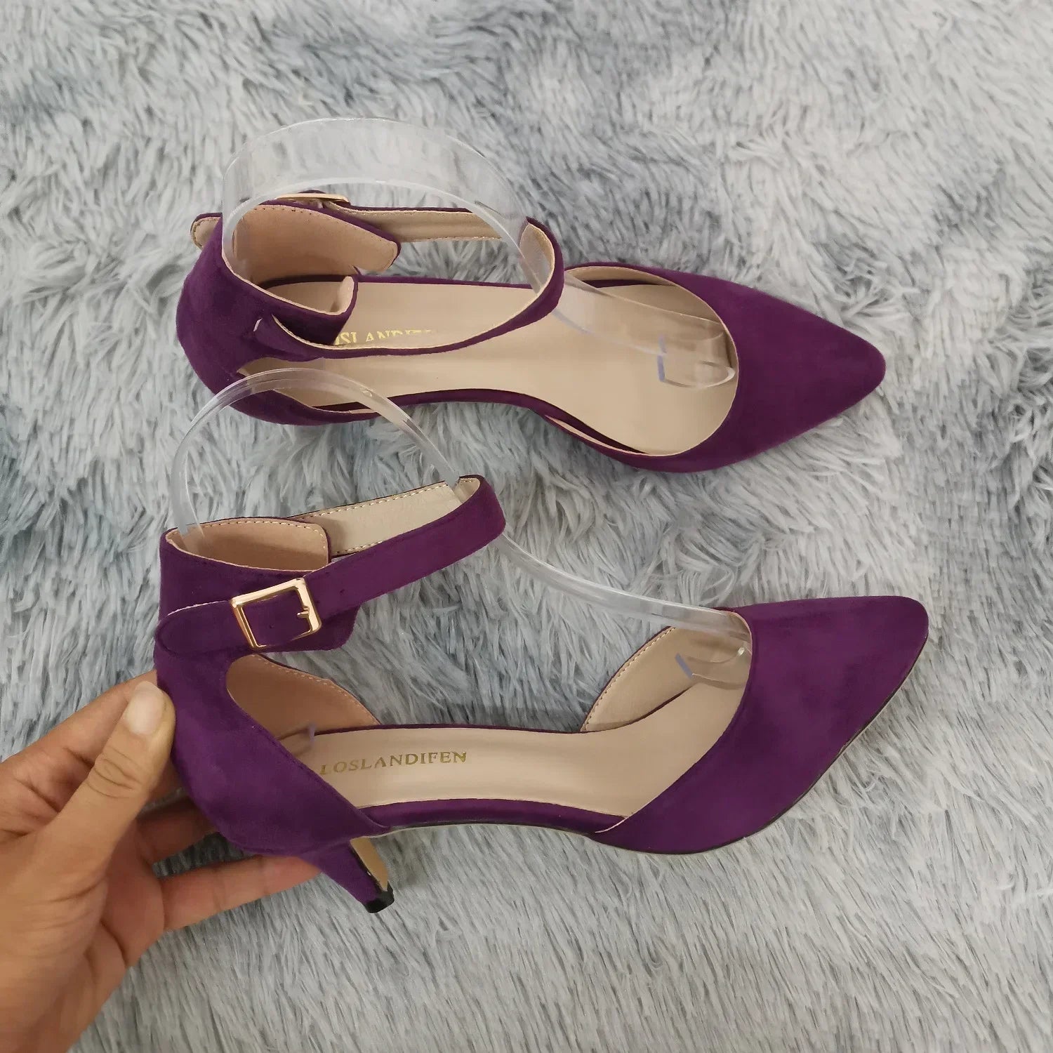 Ankle Straps Sandals Classic Lady Bridal Suede Thick Heel Open Toe Office Wedding Party Dress Shoes