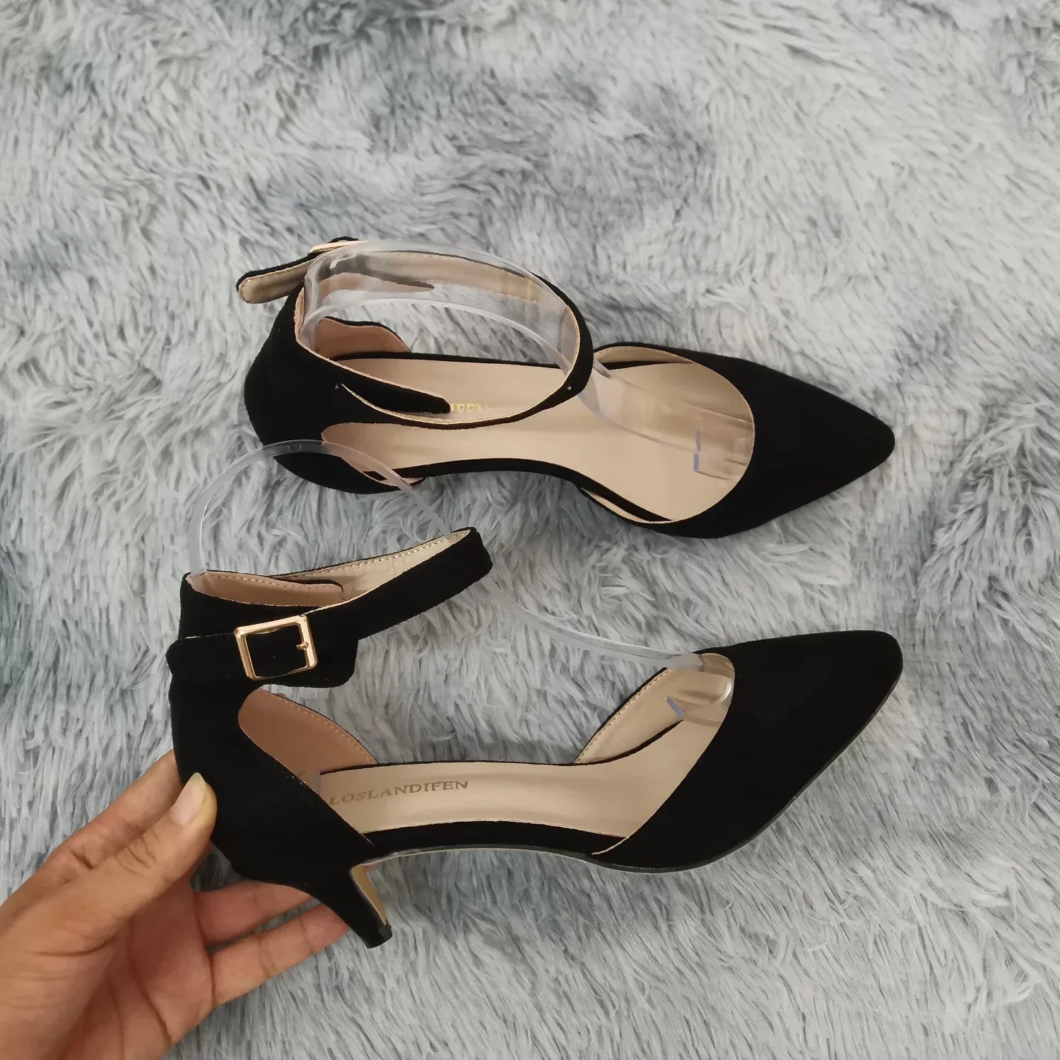 Ankle Straps Sandals Classic Lady Bridal Suede Thick Heel Open Toe Office Wedding Party Dress Shoes