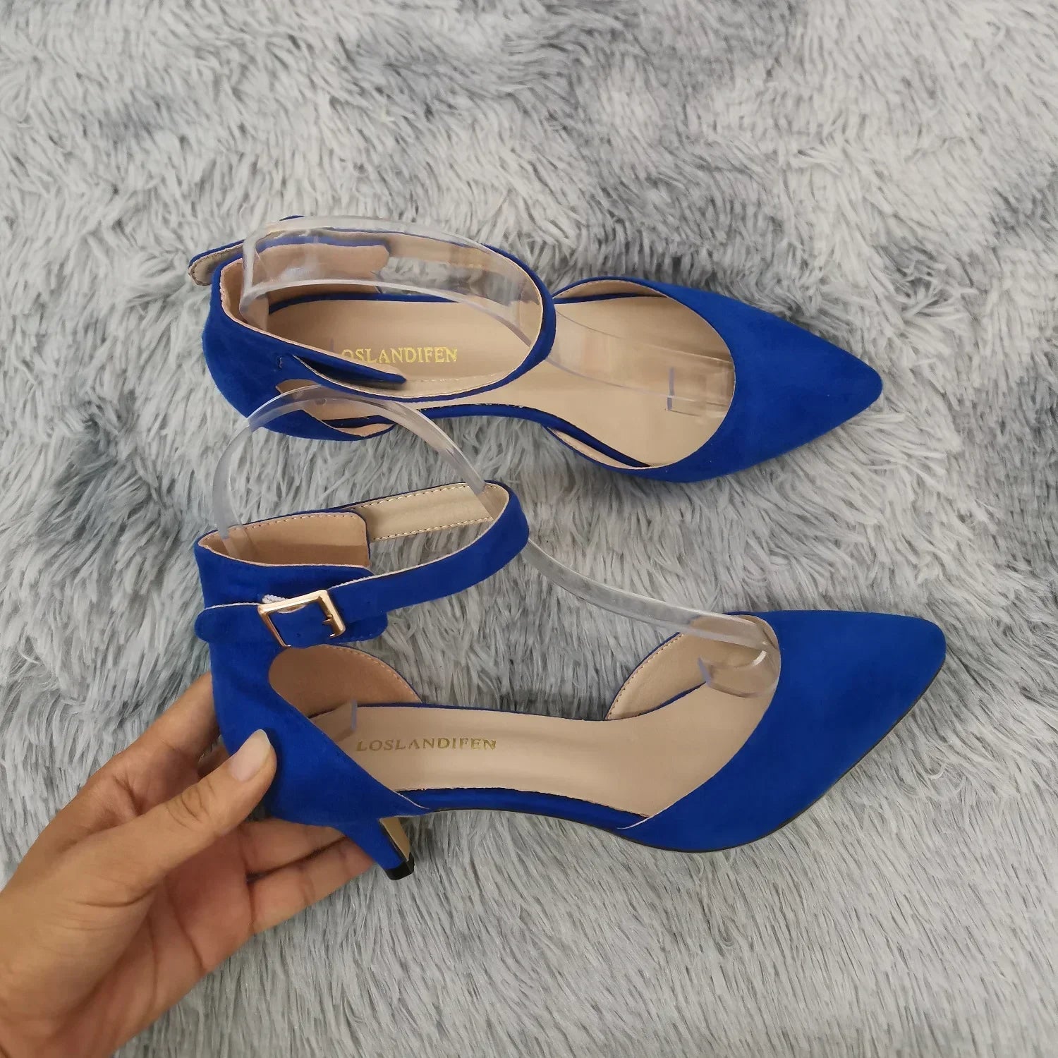 Ankle Straps Sandals Classic Lady Bridal Suede Thick Heel Open Toe Office Wedding Party Dress Shoes