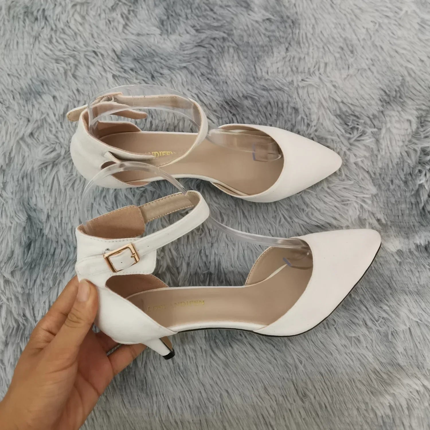 Ankle Straps Sandals Classic Lady Bridal Suede Thick Heel Open Toe Office Wedding Party Dress Shoes