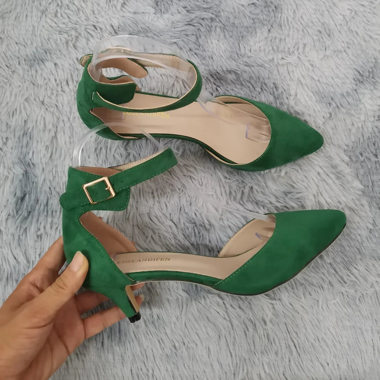 Ankle Straps Sandals Classic Lady Bridal Suede Thick Heel Open Toe Office Wedding Party Dress Shoes