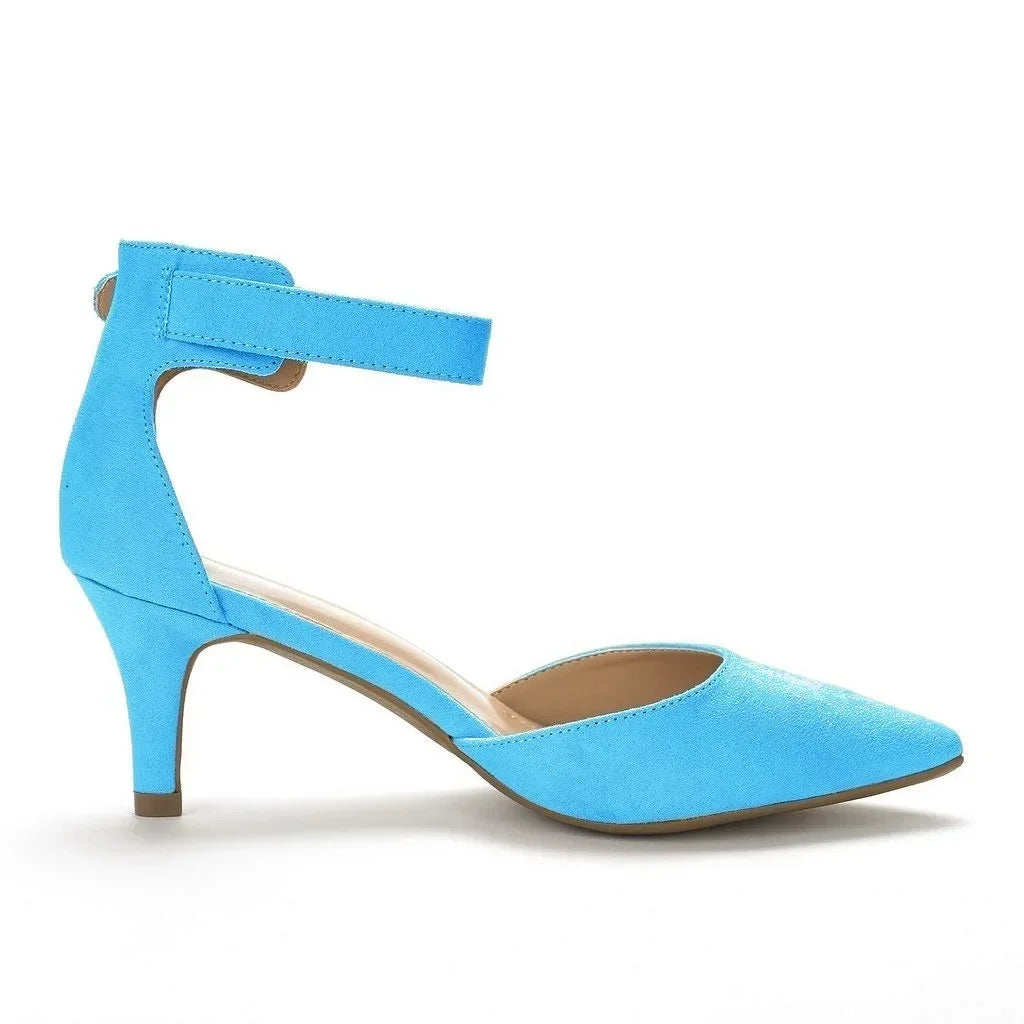 Ankle Straps Sandals Classic Lady Bridal Suede Thick Heel Open Toe Office Wedding Party Dress Shoes