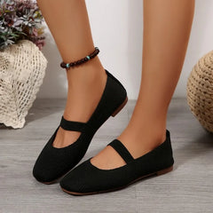 Casual Knitted Ballet Flats Shoes Comfortable Anti-slip Strap Loafers Mary Jane Lightweight Daily Walking Sneakers
