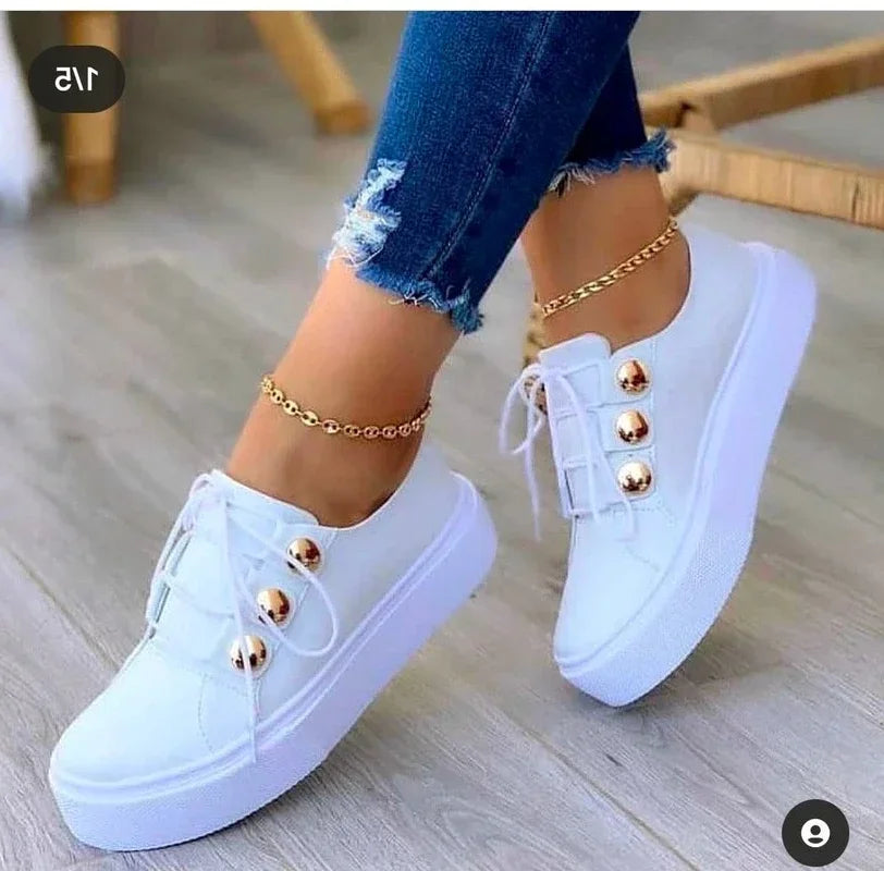 Casual Sneakers Woman Leather PU Sneakers Female Platform Vulcanize Shoes Zapatillas De Mujer