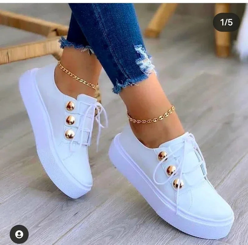 Casual Sneakers Woman Leather PU Sneakers Female Platform Vulcanize Shoes Zapatillas De Mujer