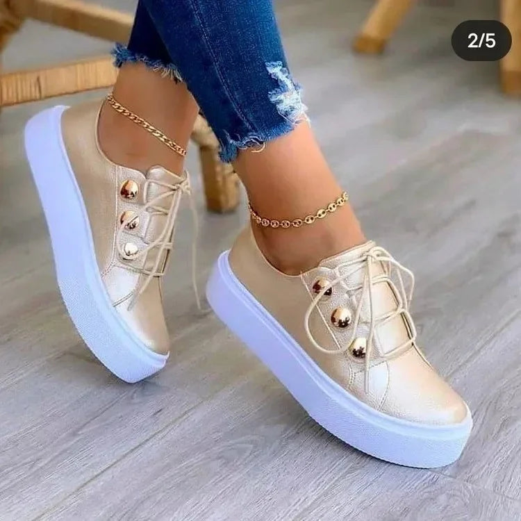 Casual Sneakers Woman Leather PU Sneakers Female Platform Vulcanize Shoes Zapatillas De Mujer