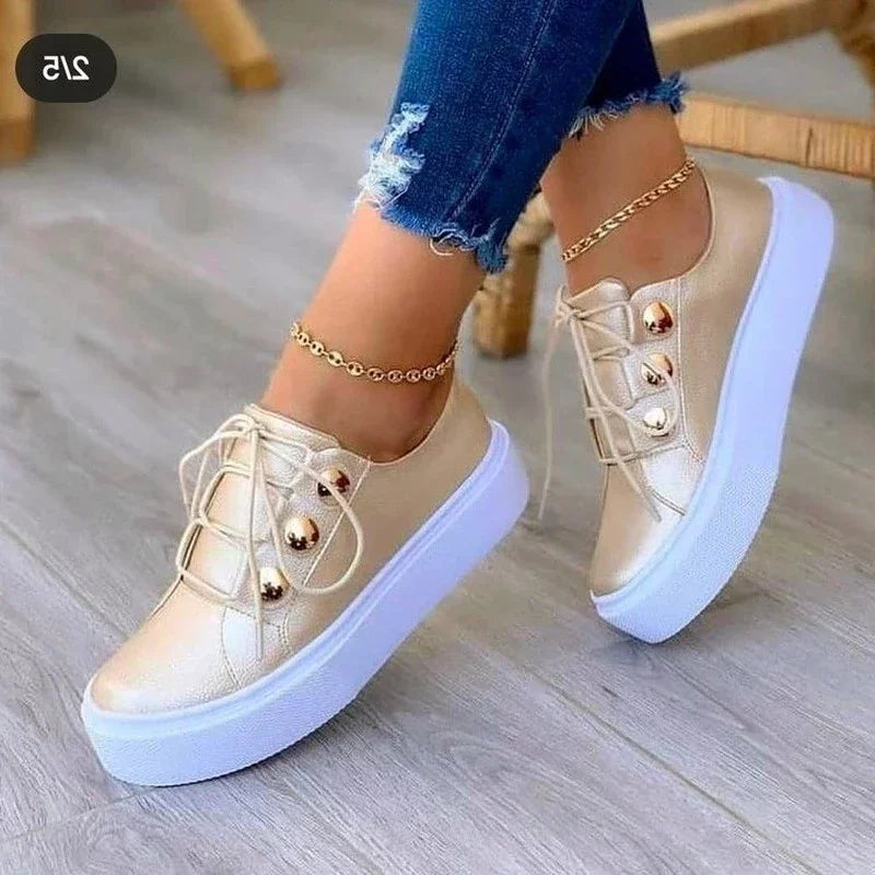 Casual Sneakers Woman Leather PU Sneakers Female Platform Vulcanize Shoes Zapatillas De Mujer