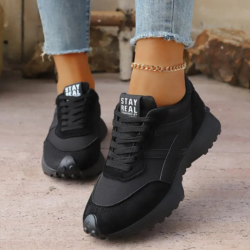 Causal Sneakers Autumn Platform Walking Shoes Woman Lace Up Sports Shoes Non-slip Running Shoes