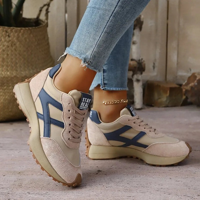 Causal Sneakers Autumn Platform Walking Shoes Woman Lace Up Sports Shoes Non-slip Running Shoes