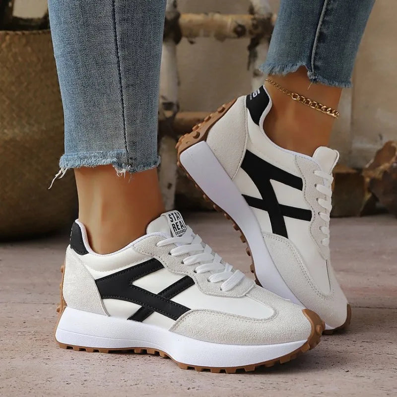 Causal Sneakers Autumn Platform Walking Shoes Woman Lace Up Sports Shoes Non-slip Running Shoes